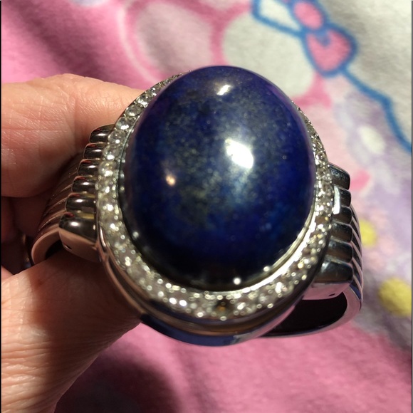 VINTAGE GENOA LAPIS LAZULI CZ WATCH BRACELET EUC - Picture 7 of 7